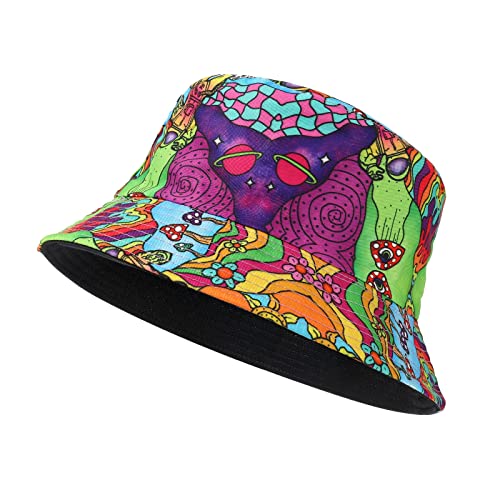 MengPa Unisex Bucket Hat Men Women Summer Travel Sun Fisherman Hats Reversible