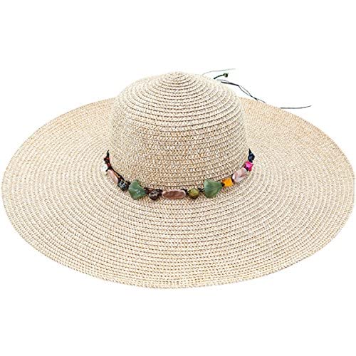 Lanzom Womens 5.5 Inches Wide Brim Straw Hat Floppy Foldable Roll up Cap Beach Sun Hat