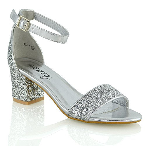 Womens Low Mid Heel Block Peep Toe Ladies Ankle Strap Party Strappy Sandals Shoes
