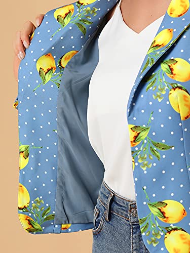 Allegra K Women's Suit Suede Blazers Notch Lapel Open-Front Allover Printed Blazers Jackets for Women