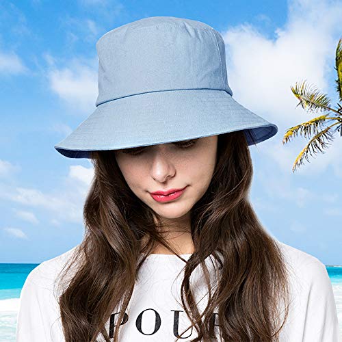 Anycosy Cotton Bucket Hat Women Summer Outdoor Floppy Sun Cap Packable with Big Wide Brim