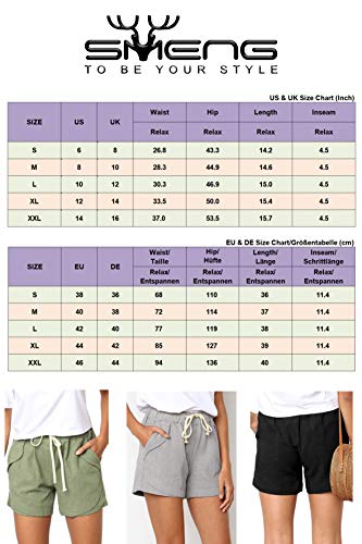 SMENG Ladies Shorts Size 16 Summer Solid Womens Shorts Workout Drawstring Shorts Lounge with Pockets Loose Casual Hot Pants