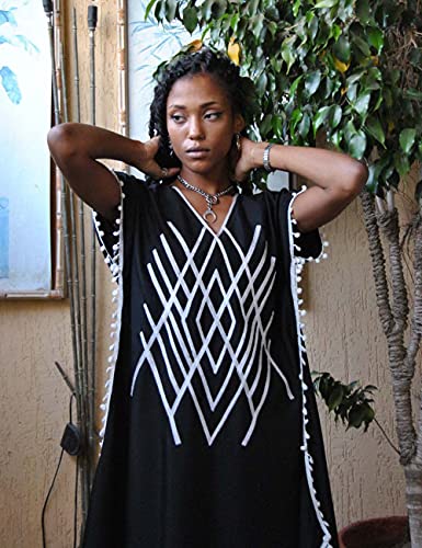 Bsubseach Green Snake Print Loose Kaftan Dress Plus Size Beach Cover Up Half Sleeve Caftan Maxi Dress for Women