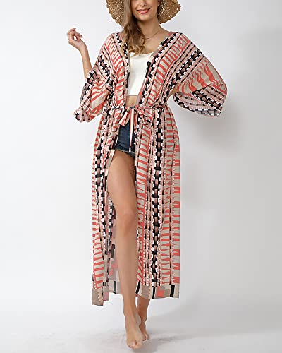Women Swimsuit Cover Up Bathing Suit Kimono Long Beach Dress Floral Lace Bikini Swim Coverup Sun Protection Clothing