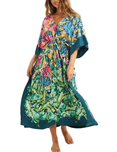 Bsubseach Swimsuit Cover Up for Swimwear Women Kaftan Dresses Summer Caftan with Drawstring