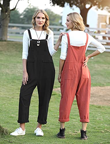 YESNO Women's Dungarees Loose Casual Plus Size Lightweight Sleeveless Overall Long Jumpsuit Playsuit Trousers Pants Dungarees