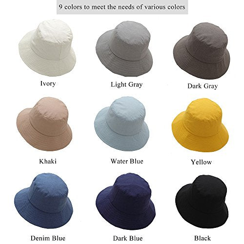 Anycosy Cotton Bucket Hat Women Summer Outdoor Floppy Sun Cap Packable with Big Wide Brim