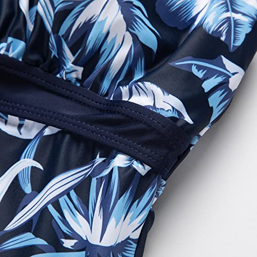 ECUPPER Womens Plus Size Skirted Swimsuit Floral Printed Swimwear Padded Swim Suit Dress with Boy Shorts