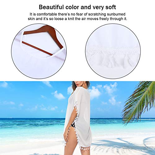 Women's Chiffon Tassel Swimsuit Summer Beach Cover Up Swimwear Dress Beachwear (Black)