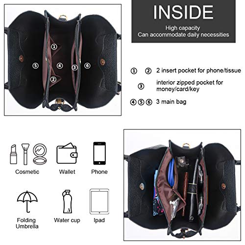 URAQT Womens Handbags, New Top Handle Bag, PU Leather Ladies Shoulder Bag Messenger Bag with Exquisite Metal Pendant, Fashion Tote Bag for Casual & Work, Mother's Day Gift