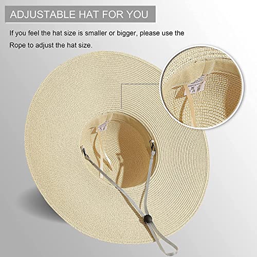Lanzom Womens 5.5 Inches Wide Brim Straw Hat Floppy Foldable Roll up Cap Beach Sun Hat
