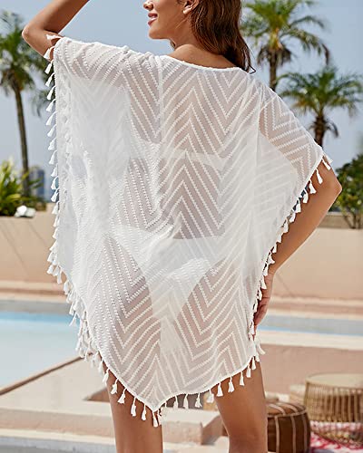 Women Swimsuit Cover Up Bathing Suit Kimono Long Beach Dress Floral Lace Bikini Swim Coverup Sun Protection Clothing