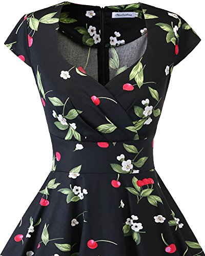 bbonlinedress Women's 50s 60s A Line Rockabilly Dress Cap Sleeve Vintage Swing Party Dress Blush