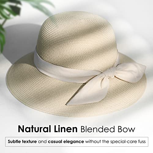 FURTALK Womens Beach Sun Straw Hat UV UPF50 Travel Foldable Brim Summer UV Hat