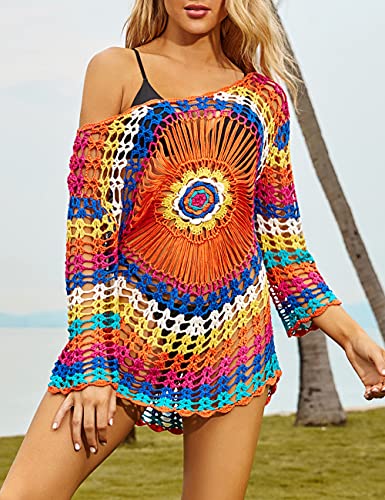 Bsubseach Women Casual Navy Turn Down Collar Bikini Bathing Suit Cover Ups Long Sleeve Beach Cover Up with Pockets