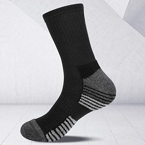 coskefy Cotton Sports Socks Cushioned Running Socks Trainer Socks for Men Women Walking Hiking Trekking Socks, 6 Pairs x black