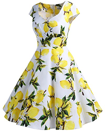 bbonlinedress Women's 50s 60s A Line Rockabilly Dress Cap Sleeve Vintage Swing Party Dress Blush