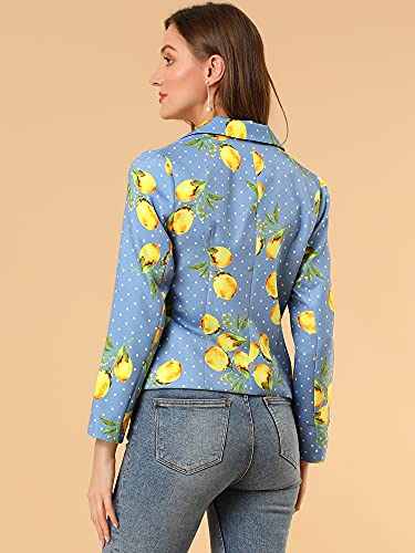 Allegra K Women's Suit Suede Blazers Notch Lapel Open-Front Allover Printed Blazers Jackets for Women