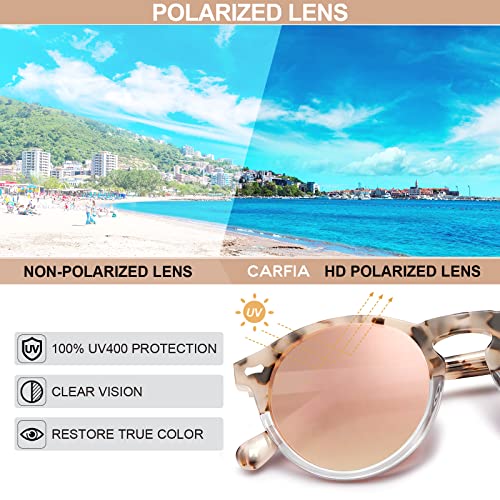 CARFIA Polarised Womens Sunglasses Vintage UV400 Protection Acetate Frame