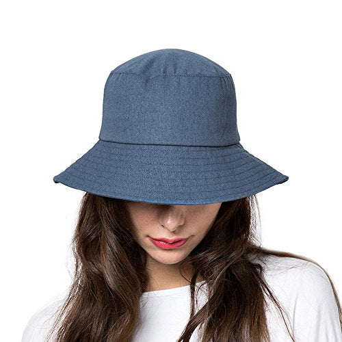 Anycosy Cotton Bucket Hat Women Summer Outdoor Floppy Sun Cap Packable with Big Wide Brim