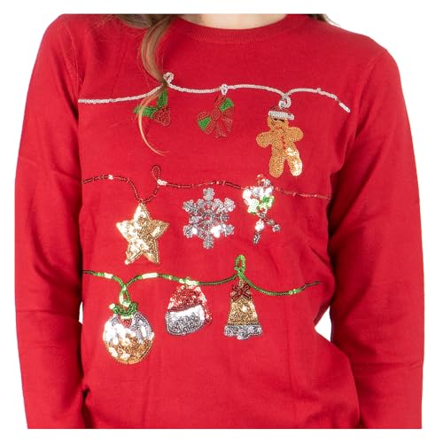 NOROZE Women's Christmas Tops Sweatshirts Sequin Jingle Bells HoHoHo Pug Mrs Claus Xmas Jumper