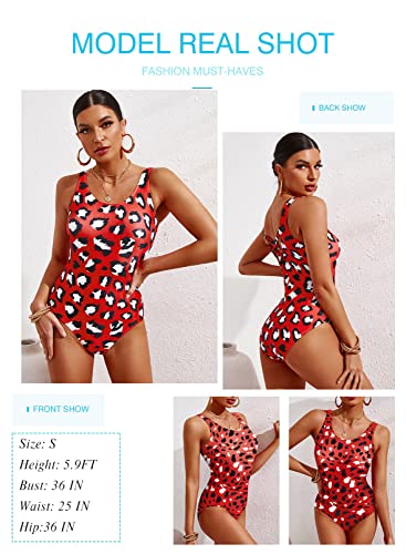 Aleumdr Ladies Gradient Color Block Printed Soft Cup Swimming Suits Sleeveless One Piece Swimming Costume for Women