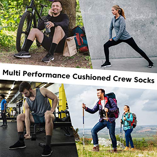 coskefy Cotton Sports Socks Cushioned Running Socks Trainer Socks for Men Women Walking Hiking Trekking Socks, 6 Pairs x black