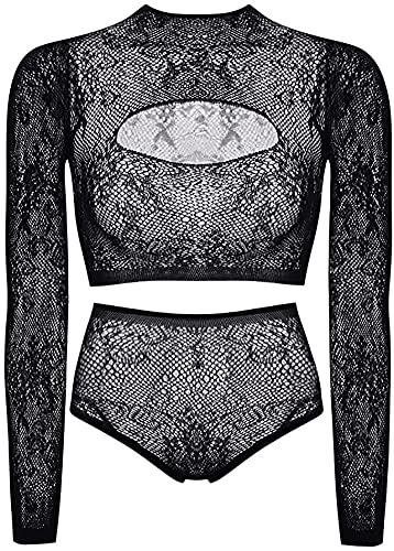 Buitifo Womens Lingerie Fishnet Babydoll Bodysuit Mini Dress Set One Size