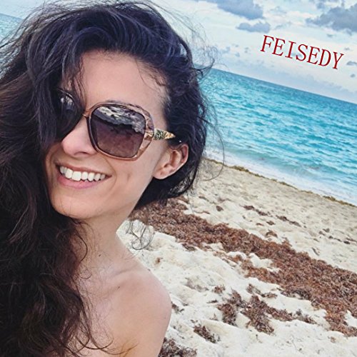 FEISEDY Oversized Polarised Square Sunglasses Sparkling Composite Large Frame Ladies Sunglasses Classic Womens Sunglasses