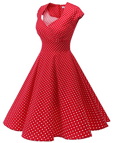 bbonlinedress Women's 50s 60s A Line Rockabilly Dress Cap Sleeve Vintage Swing Party Dress Blush