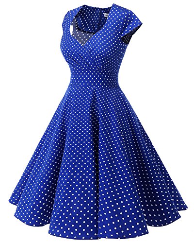 bbonlinedress Women's 50s 60s A Line Rockabilly Dress Cap Sleeve Vintage Swing Party Dress Blush