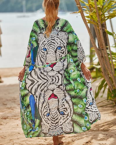 Women Swimsuit Cover Up Bathing Suit Kimono Long Beach Dress Floral Lace Bikini Swim Coverup Sun Protection Clothing
