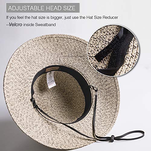 FURTALK Womens Beach Sun Straw Hat UV UPF50 Travel Foldable Brim Summer UV Hat