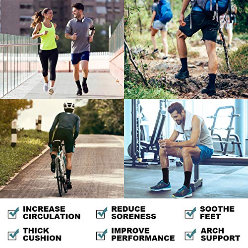 coskefy Cotton Sports Socks Cushioned Running Socks Trainer Socks for Men Women Walking Hiking Trekking Socks, 6 Pairs x black