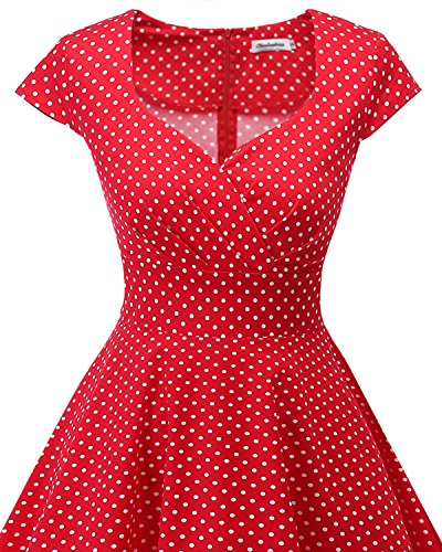 bbonlinedress Women's 50s 60s A Line Rockabilly Dress Cap Sleeve Vintage Swing Party Dress Blush