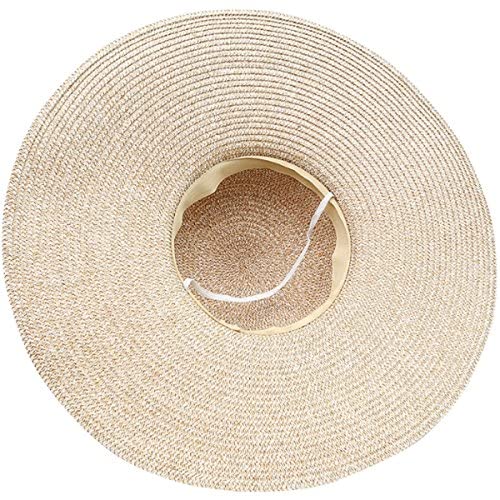 Lanzom Womens 5.5 Inches Wide Brim Straw Hat Floppy Foldable Roll up Cap Beach Sun Hat