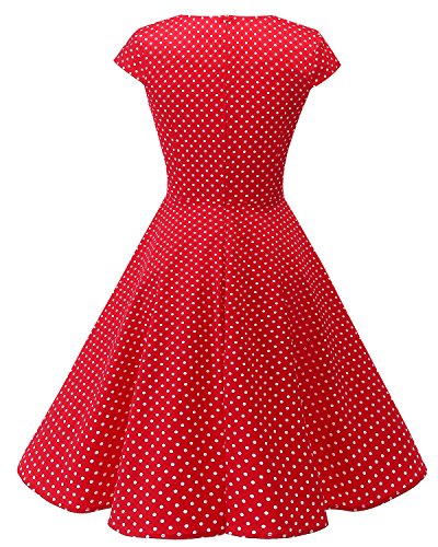 bbonlinedress Women's 50s 60s A Line Rockabilly Dress Cap Sleeve Vintage Swing Party Dress Blush