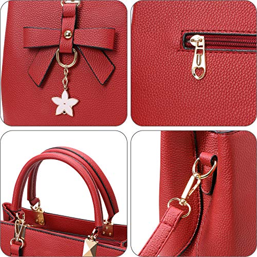 URAQT Womens Handbags, New Top Handle Bag, PU Leather Ladies Shoulder Bag Messenger Bag with Exquisite Metal Pendant, Fashion Tote Bag for Casual & Work, Mother's Day Gift