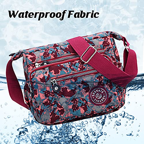 Womens Multi Pocket Casual Canvas Crossbody Bag Travel Purse Messenger Handbag for Shopping Hiking Daily Use