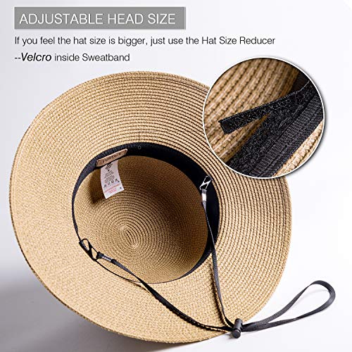 FURTALK Womens Beach Sun Straw Hat UV UPF50 Travel Foldable Brim Summer UV Hat
