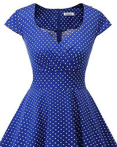 bbonlinedress Women's 50s 60s A Line Rockabilly Dress Cap Sleeve Vintage Swing Party Dress Blush