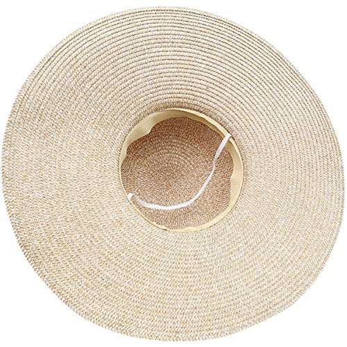Lanzom Womens 5.5 Inches Wide Brim Straw Hat Floppy Foldable Roll up Cap Beach Sun Hat