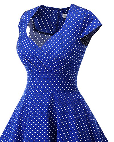 bbonlinedress Women's 50s 60s A Line Rockabilly Dress Cap Sleeve Vintage Swing Party Dress Blush