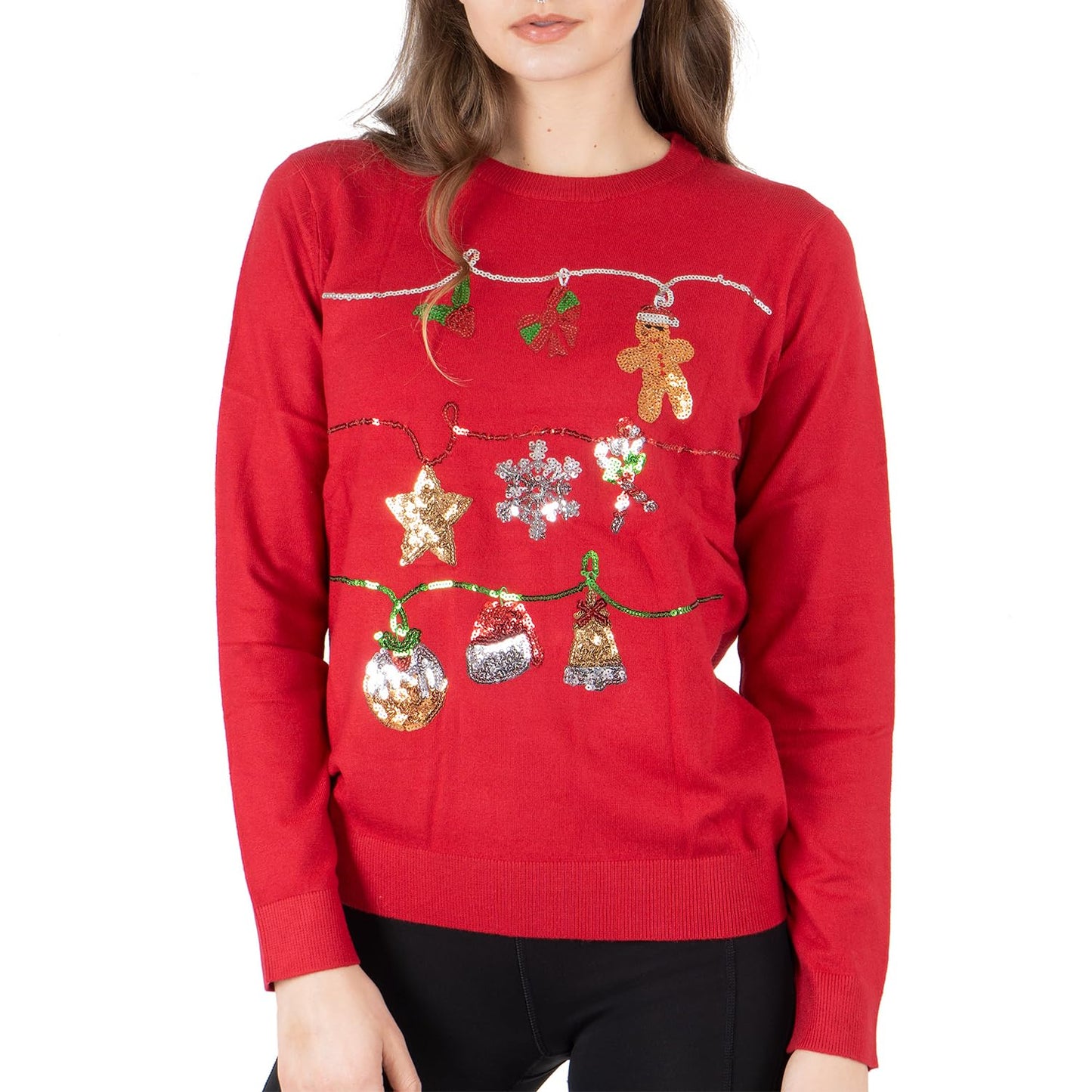 NOROZE Women's Christmas Tops Sweatshirts Sequin Jingle Bells HoHoHo Pug Mrs Claus Xmas Jumper