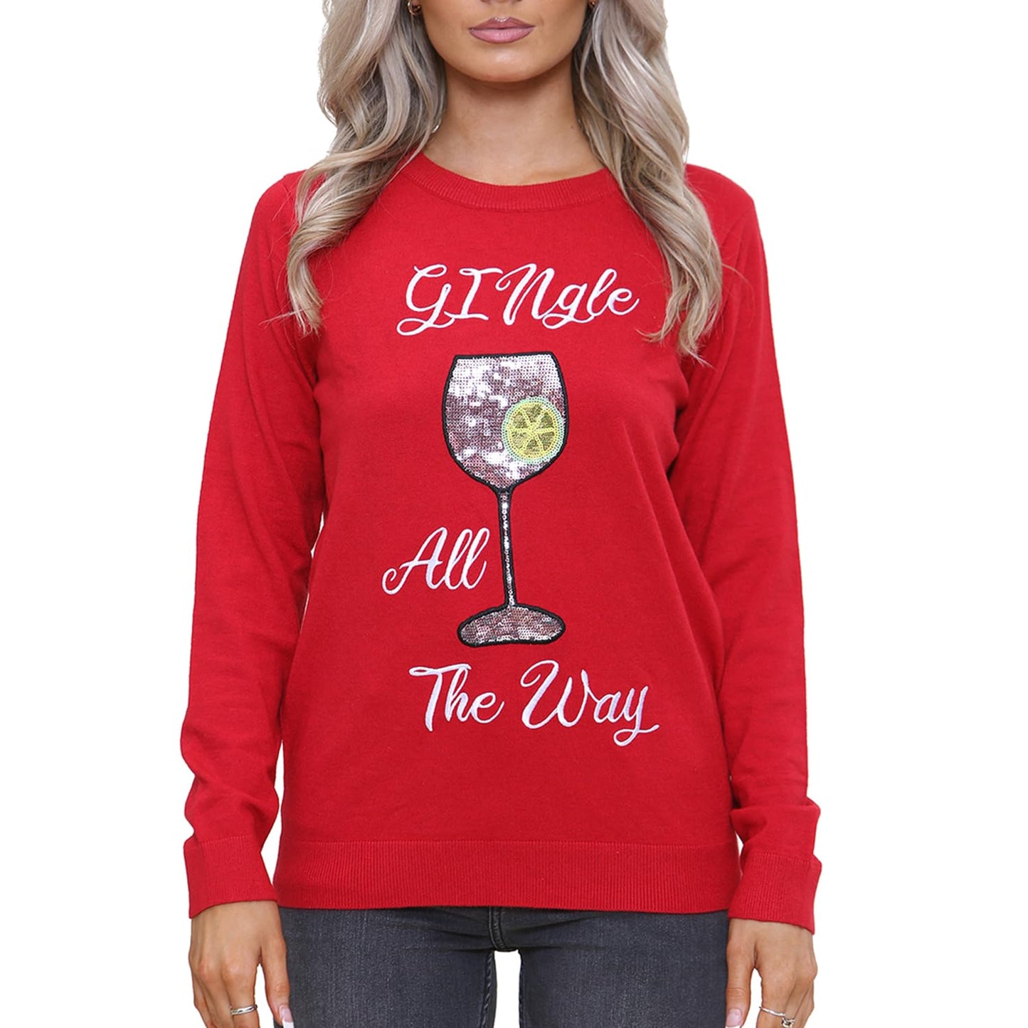 NOROZE Women's Christmas Tops Sweatshirts Sequin Jingle Bells HoHoHo Pug Mrs Claus Xmas Jumper