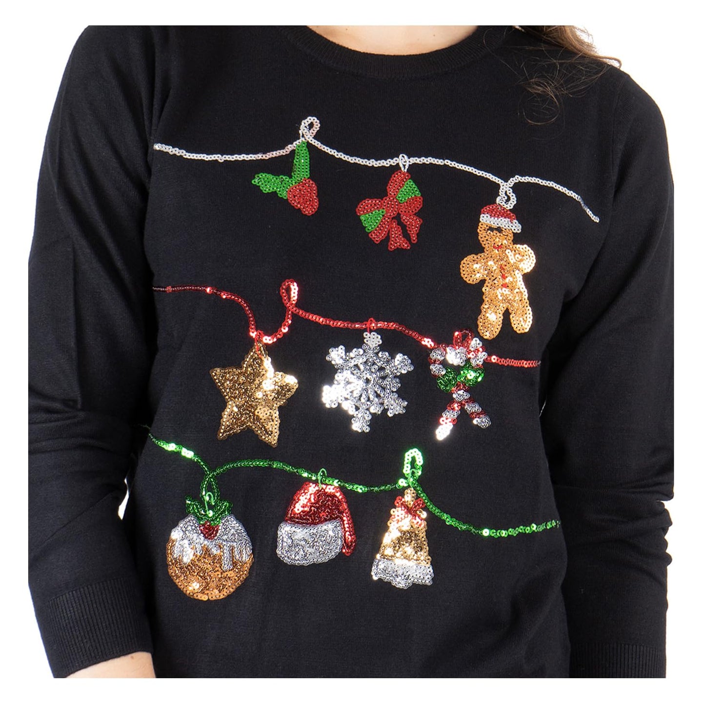 NOROZE Women's Christmas Tops Sweatshirts Sequin Jingle Bells HoHoHo Pug Mrs Claus Xmas Jumper