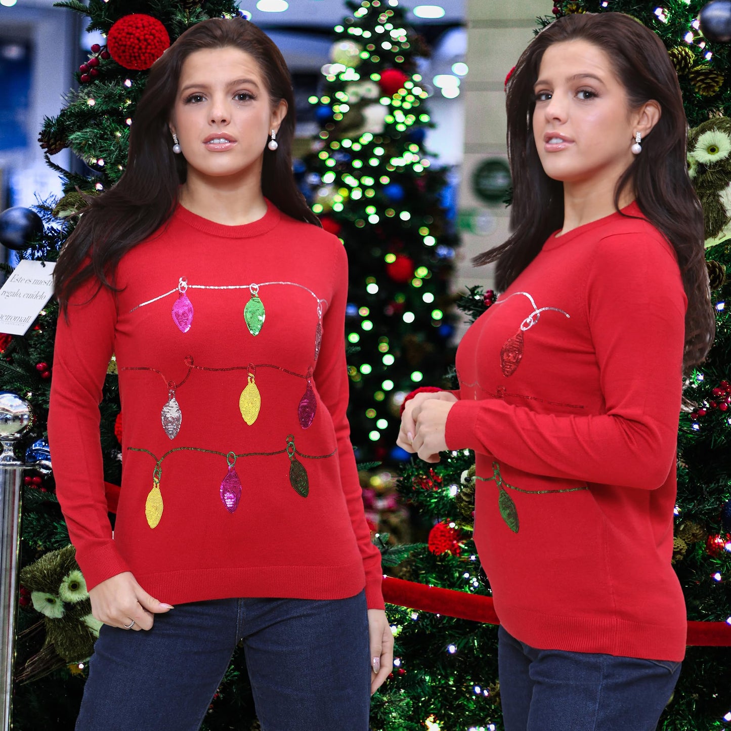 NOROZE Women's Christmas Tops Sweatshirts Sequin Jingle Bells HoHoHo Pug Mrs Claus Xmas Jumper