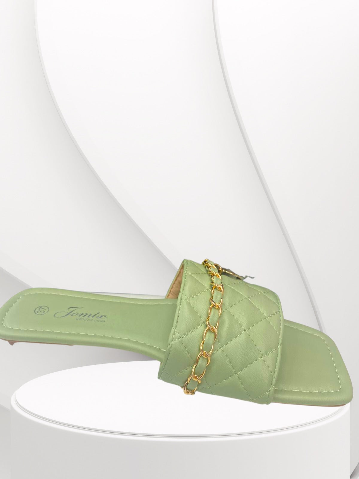 Pastel Summer Green Satin Chain Detailed Sliders