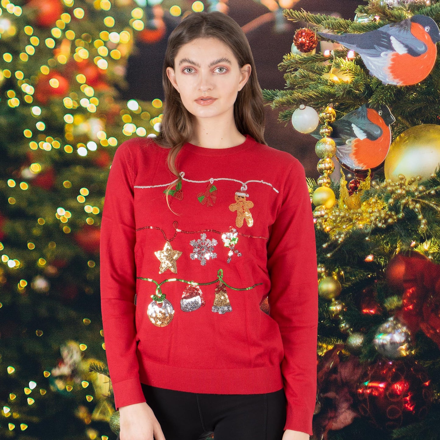 NOROZE Women's Christmas Tops Sweatshirts Sequin Jingle Bells HoHoHo Pug Mrs Claus Xmas Jumper