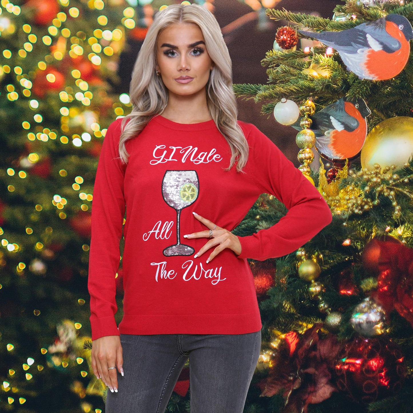 NOROZE Women's Christmas Tops Sweatshirts Sequin Jingle Bells HoHoHo Pug Mrs Claus Xmas Jumper